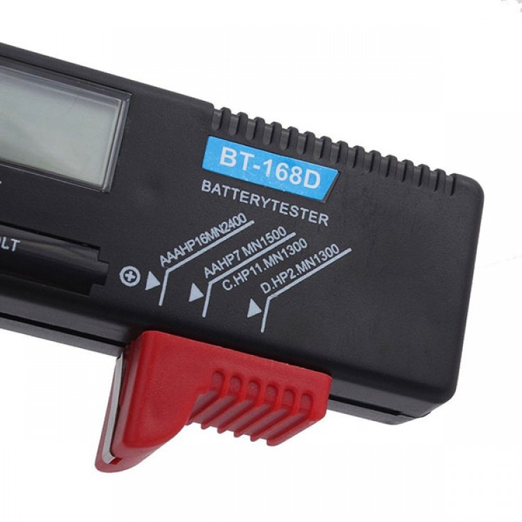 BT168D Digital Battery Tester Button Cell AA/9V/C Voltage Checker