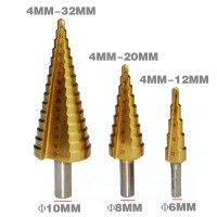 4-12mm HSS Step Drill Bit Set Core Drill Bit Titanium Coated Cone Step Drill Bit Set Hole Cutter Metric