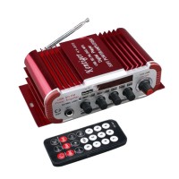 Kentiger Mini Stereo Amplifier USB SD FM Microphone Input 2CH RMS 20W+20W Red