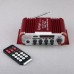 Kentiger Mini Stereo Amplifier USB SD FM Microphone Input 2CH RMS 20W+20W Red