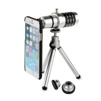 Mobile Telephoto Lens with Tripod and Phone Case Wide Angle Microspur Fisheye Zoom for iPhone 6 4S/ 5S Samsung