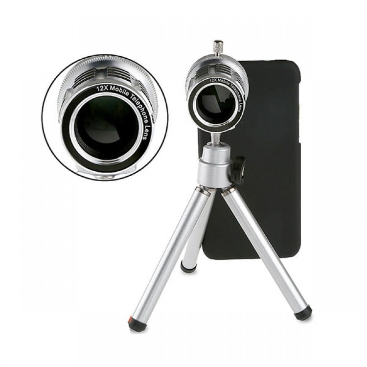 Mobile Telephoto Lens with Tripod and Phone Case Wide Angle Microspur