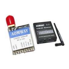 AOMWAY FPV 5.8Ghz 200mW 32CH Wireless AV Transmitter + DVR Receiver FPV Data TX RX