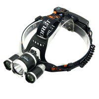 Boruit 3000 Lumen Headlamp CREE XML T6*3 RJ3000 White+Green Headlight 4Mode Rechargable Head Lamp