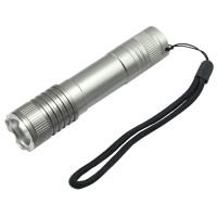 006T6 Grey Mini Flashlight Torch Zoom Flat Head Use Battery for Hiking Camping Fishing Outdoor Sports 