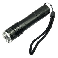 006T6 Black Mini Flashlight Torch Zoom Flat Head Use Battery for Hiking Camping Fishing Outdoor Sports 