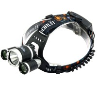 Boruit 3000 Lumen Headlamp CREE XML T6*3 RJ3000 White+Red Headlight 4Mode Rechargable Head Lamp