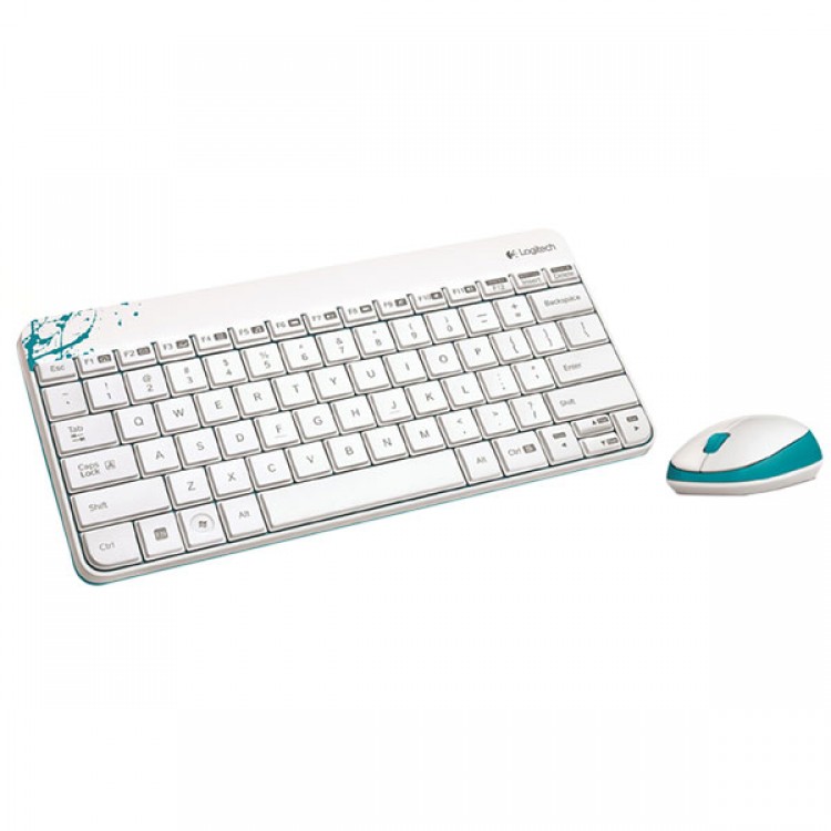 White Logitech MK240 Mini Wireless Keyboard and Mouse Combo With