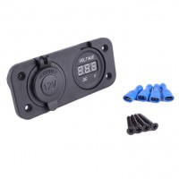 Waterproof Socket Power Outlet Volt Meter Panel Mount Marine 12 /24 V Voltmeter