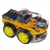 Yellow 4WD Smart Robotic Car Chassis+L293N+Bluetooth +Ultrasonic Sensor Tracking Robot Car+ Encoding Disk Set + 1602I2C Display