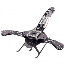 HJ-Y3 3-Axis Carbon Fiber Tricopter Frame Kit with Landing Gear for FPV Photography   