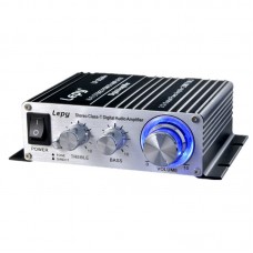 Lepy Class T LP-2024A+ HI-FI Mini Digital Stereo Digital Small Power Audio Amplifier with Power Adapter Black