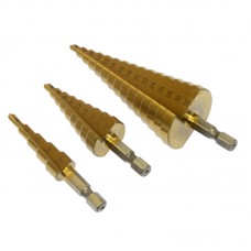 3Pcs Metric Spiral Flute Step HSS Steel 4241 Cone Titanium Coated Drill Bits Tool Set Hole Cutter 4-12 4-20 4-32mm