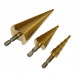 3Pcs Metric Spiral Flute Step HSS Steel 4241 Cone Titanium Coated Drill Bits Tool Set Hole Cutter 4-12 4-20 4-32mm