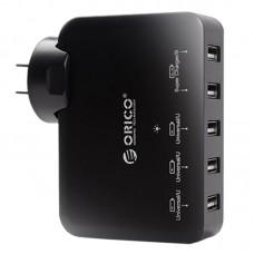 ORICO DCAP-5U 40W 5 Port Smart USB Wall Charger with 2x5V2.4A Super Charger and 3x5V1A for Phone Tablet PC Black