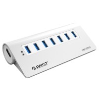 AB0108 ORICO M3H7 7 Port 7-Port Super Speed USB3.0 Hub USB 3.0 VL812 Chip with 12V/3A Power Adapter