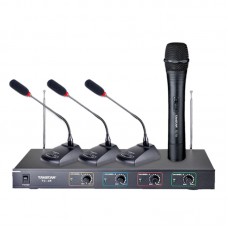 Takstar TC-4R VHF Wireless Microphone System 3 Conference Mic+1 Handheld Micphone for Conference lecture Outdoor Activities