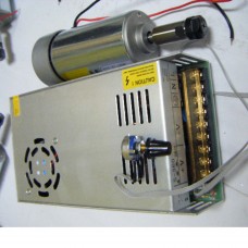 Air-Cooled High-Speed Spindle Motor DC12-48V 300W with Power Supply for Engraving Machine CNC