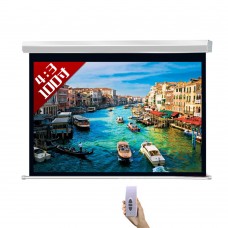 100inch 4:3 HD Projector Screen Portable White Curtain Remote Control Electric Screen for Wall Hanging