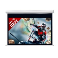 100inch 16:9 HD Projector Screen Portable White Curtain Remote Control Electric Screen for Wall Hanging