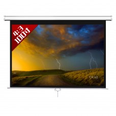 100inch 4:3 Hand Pulling Self-Locking HD Projector Screen Portable White Curtain Screen Wall Hanging
