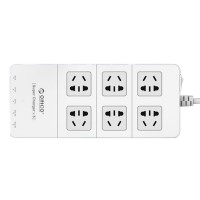 ORICO HPC-6A5U 6-Outlet Power Strip Fast Charging 5 USB Extension Socket Plug Charger for Phone TV Tablet-White