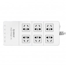 ORICO HPC-6A5U 6-Outlet Power Strip Fast Charging 5 USB Extension Socket Plug Charger for Phone TV Tablet-White