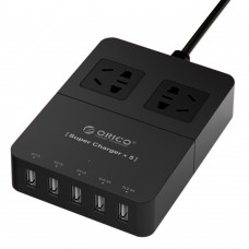 ORICO HPC-2A5U Power Strip 2-Outlet Surge Sockets and 5 Port USB Charger for Cellphone TV Tablet