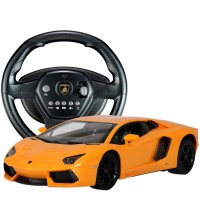 HuanQ 671 Steering Wheel Remote Control RC Car Sports Car Drift Toy for Kids Orange-Yellow