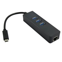 USB 3.1 Type C USB-C Multiple 3 Ports Hub with Gigabit Ethernet Network LAN Adapter for Macbook Chromebook
