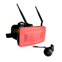 5.8G 32CH 5" FPV Wireless Receive Glasses 3D Video Goggle OSD Display FM via Touching-Red