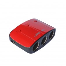 DC12-24V 3 In 1 120W Automobile Car Cigarette Lighter Dual USB Ports Power Adapter Car Charger-Red
