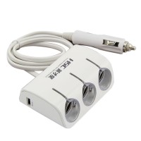 DC12V-24V Car 3 Ports 120W Cigarette Lighter Splitter Dual Core USB Car Charger Power Triple Socket Charger