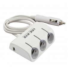 DC12V-24V Car 3 Ports 120W Cigarette Lighter Splitter Dual Core USB Car Charger Power Triple Socket Charger