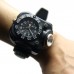 Rechargeable CREE LED Wrist Mechanical Watch Flashlight Outdoor Sports Torch Lamp WristLight with Compass