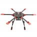 HF600 600mm 6-Axis Carbon Fiber Folding Hexacopter Frame with Aluminum Motor Mount Upgrade Version for FPV Photography