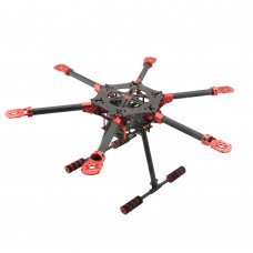 HF600 600mm 6-Axis Carbon Fiber Folding Hexacopter Frame with Aluminum Motor Mount Upgrade Version for FPV Photography