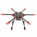 HF600 600mm 6-Axis Carbon Fiber Folding Hexacopter Frame Upgrade Version with GF-L1B Landing Gear for FPV Photography