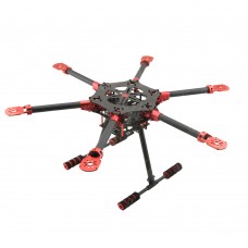 HF600 600mm 6-Axis Carbon Fiber Folding Hexacopter Frame Upgrade Version with GF-L1B Landing Gear for FPV Photography