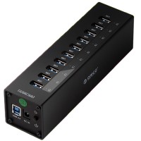 Orico A3H10 Super Speed 5Gbps 10 Ports USB 3.0 HUB Splitter Converter with Power Adapter for Windows Mac OS-Black