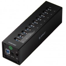 Orico A3H10 Super Speed 5Gbps 10 Ports USB 3.0 HUB Splitter Converter with Power Adapter for Windows Mac OS-Black