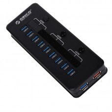 ORICO H10C1-U3 Super Speed 5Gbps USB 3.0 HUB 10 Ports 5V2.1A Smart Charger Splitter with 3 Switch and Power Adapter