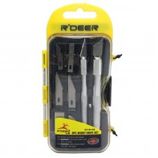 R'DEER RT-M108 10 Pieces Precision Crafts Hobby Knife Cutting Tools Cutter Kit w/8 Assorted Interchangeable Blades