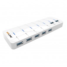 Portable USB 3.0 HUB 7 Ports Splitter 5Gbps Adapter for Phones PC Desktop Laptop