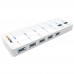 Portable USB 3.0 HUB 7 Ports Splitter 5Gbps Adapter for Phones PC Desktop Laptop