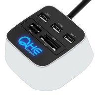 QHE 3 Ports USB HUB Splitter HUB Converter Adapter High-Speed TF SD Card Reader Drive 2T HDD