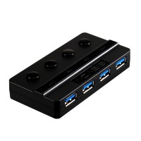 Acasis High Speed 4 Ports USB 3.0 HUB Splitter 5V 3.5A Power Adapter USB3.0 HUB with 4 Switch Button HS0012