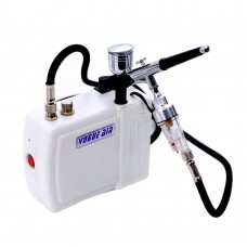 Mini Airbrush Air Compressor Kit with 0.3mm Dual Action Gun Paint for Makeup Hobby Tattoo