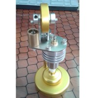 Hot Air Stirling Engine Model Generator Motor Improved with Alcohol Burner Holder Vertical Stirling Engine-Silver