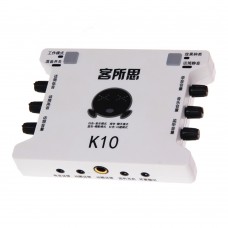 XOX K10 USB Independent Sound Card External Sound Card for Mobile Desktop Computer Karaoke Recording-White